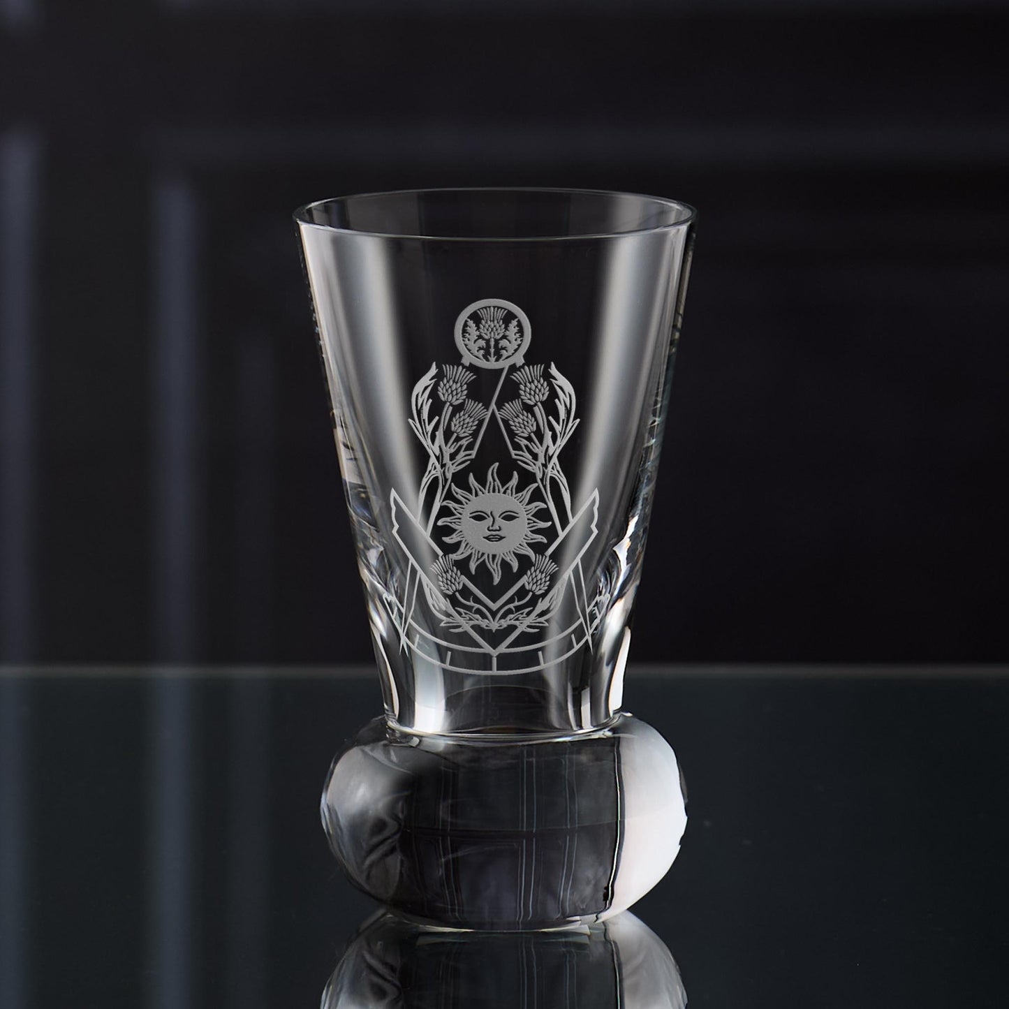 Masonic firing glass engraved with Scottish Constitution Jewel of the Right Worshipful Master