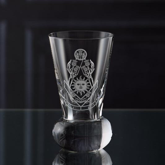 Masonic firing glass engraved with Scottish Constitution Jewel of the Right Worshipful Master
