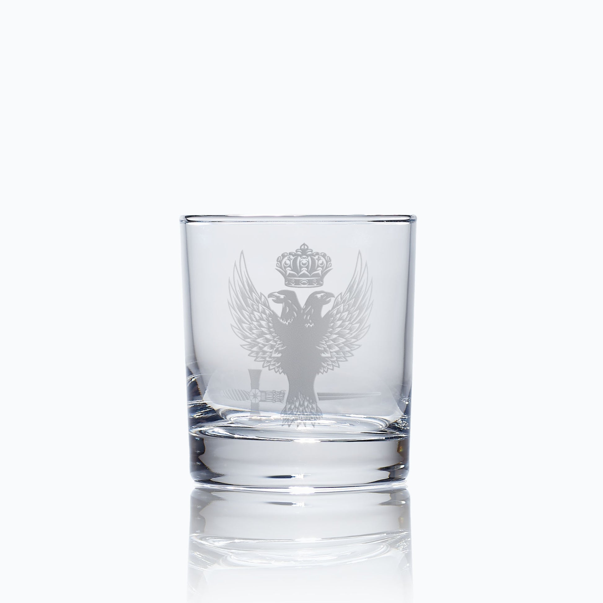 whisky tumbler engraved with the masonic rose croix eagle