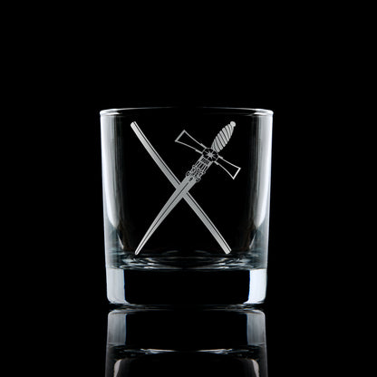 Marshall whisky glass engraved with Scottish Constitution collar jewel – Freemasonry gift