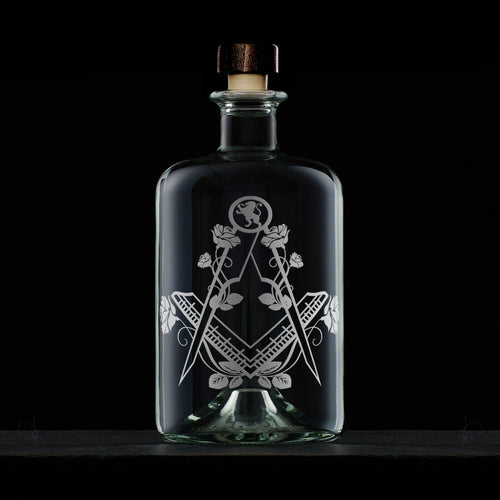 Masonic Square & Compass Engraved Drinks Decanter, National Symbols of England