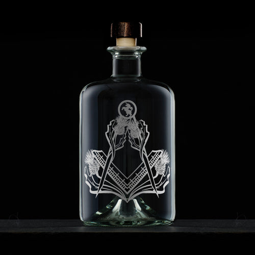 Masonic Square & Compass Engraved Drinks Decanter, National Symbols of Scotland