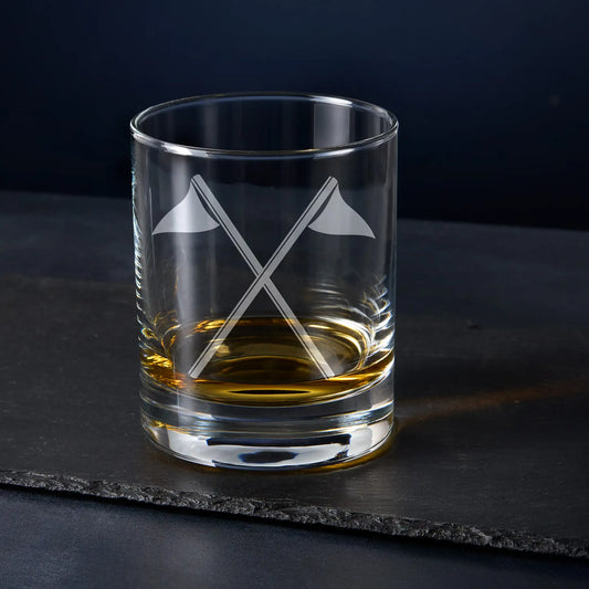 Whisky glass engraved with the Standard Bearer craft officer collar jewel, Scottish Constitution