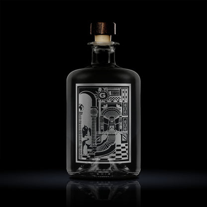 engraved whisky decanter etched with masonic 2nd degree traciing board