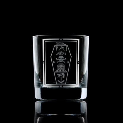 Engraved whisky glass with 3rd Degree Masonic Tracing Board design