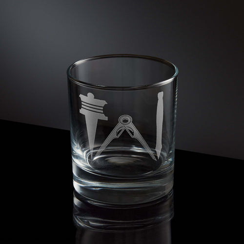 Masonic 3rd Degree Working Tools Whisky Glass