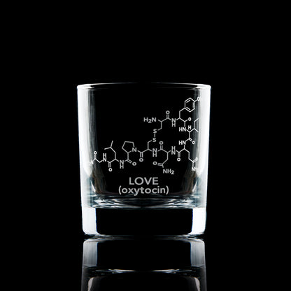 oxytocin molocules whiskey glass engraved