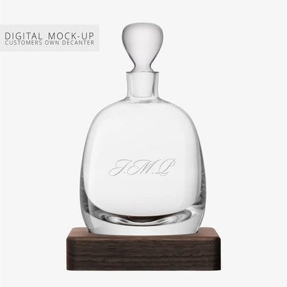 Digital mock-up of bespoke JMP monogram engraving on a decanter