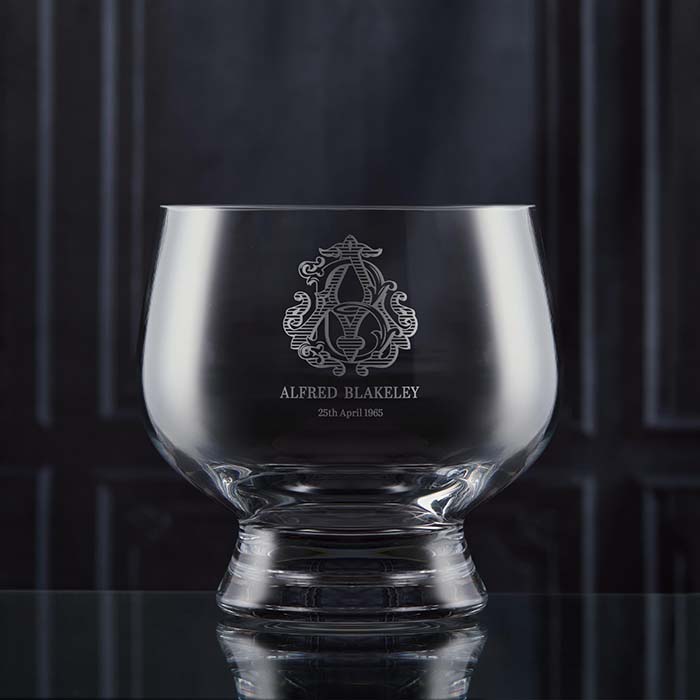 engraved presentation bowl with monogrammed design