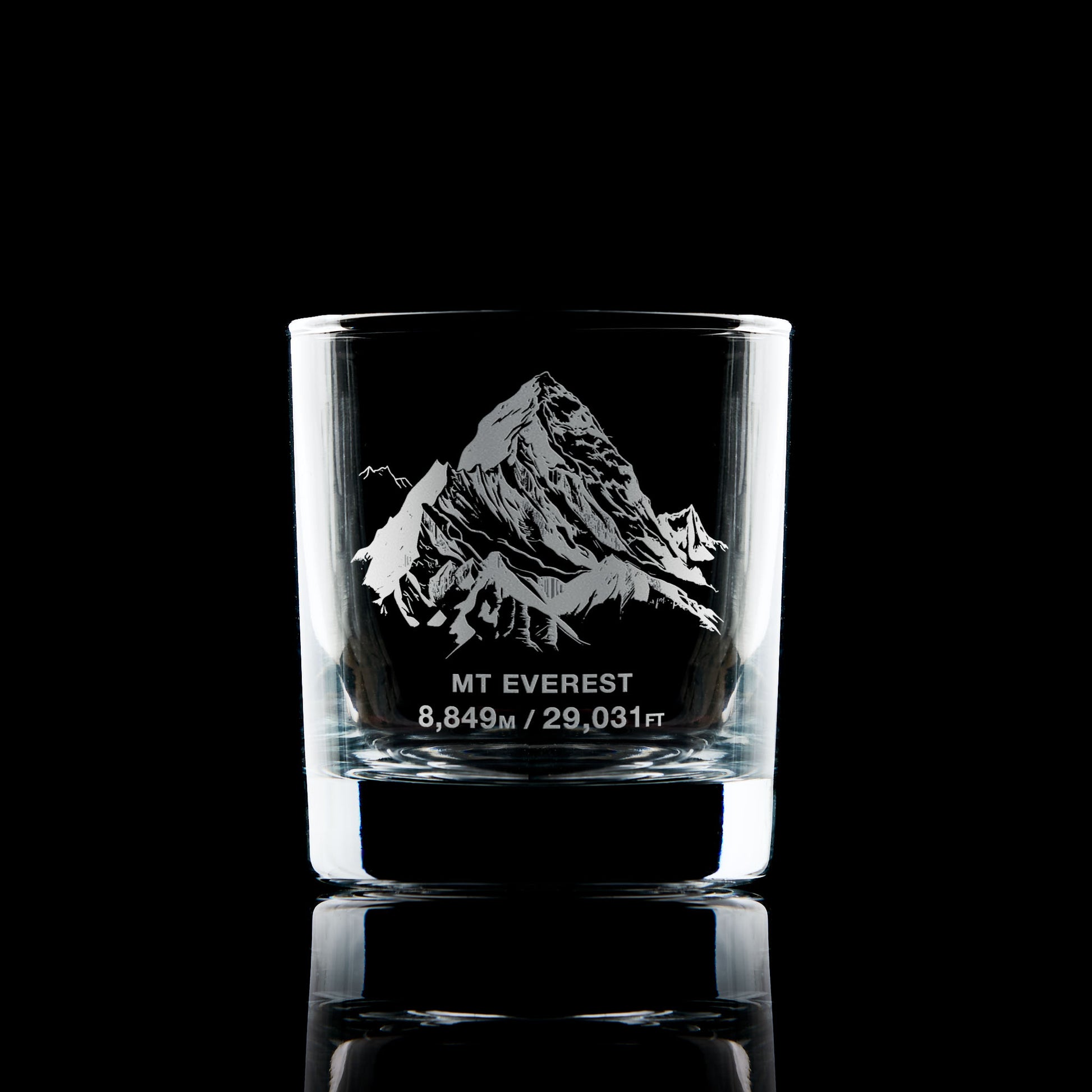 Mt Everest mountain engraved whisky glass