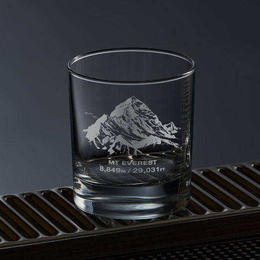 Mt Everest mountain engraved whisky glass