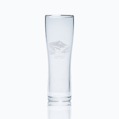 tall pint glass engraved with the welsh mountain Snowdon