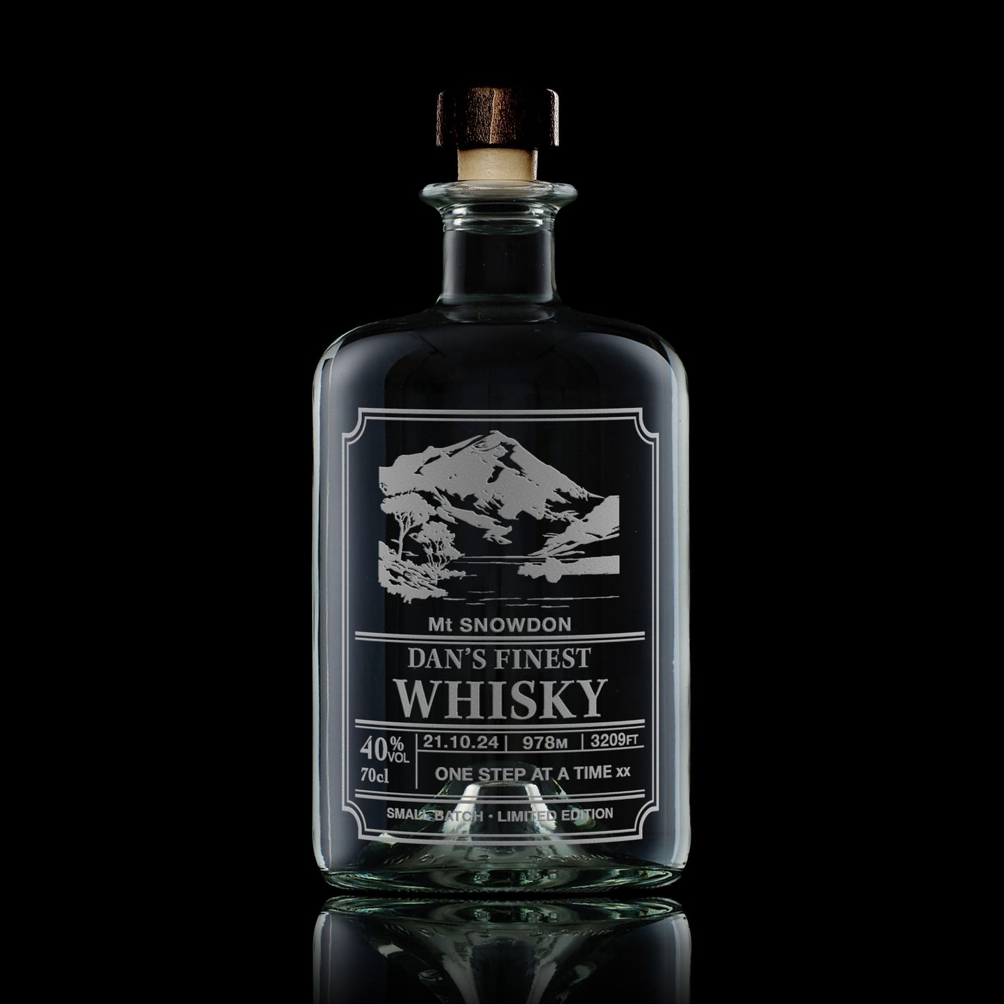 personalised engraved whisky decanter, Mt Snowdon