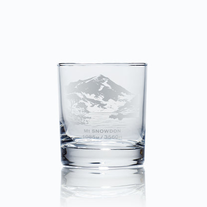 whisky glass engraved with Mt Snowdon in Wales