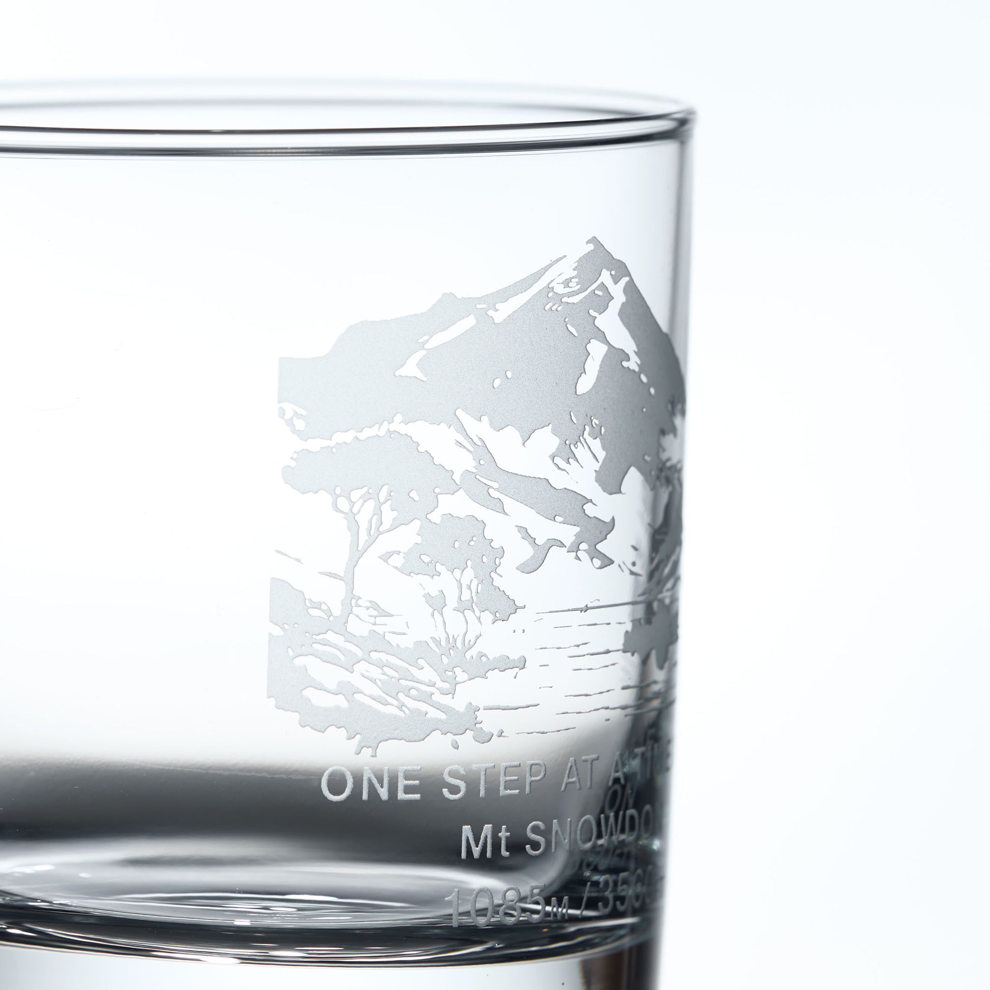 Mt Snowdon whisky glass personalised with an engraved message