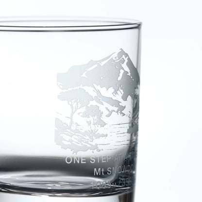 Mt Snowdon whisky glass personalised with an engraved message