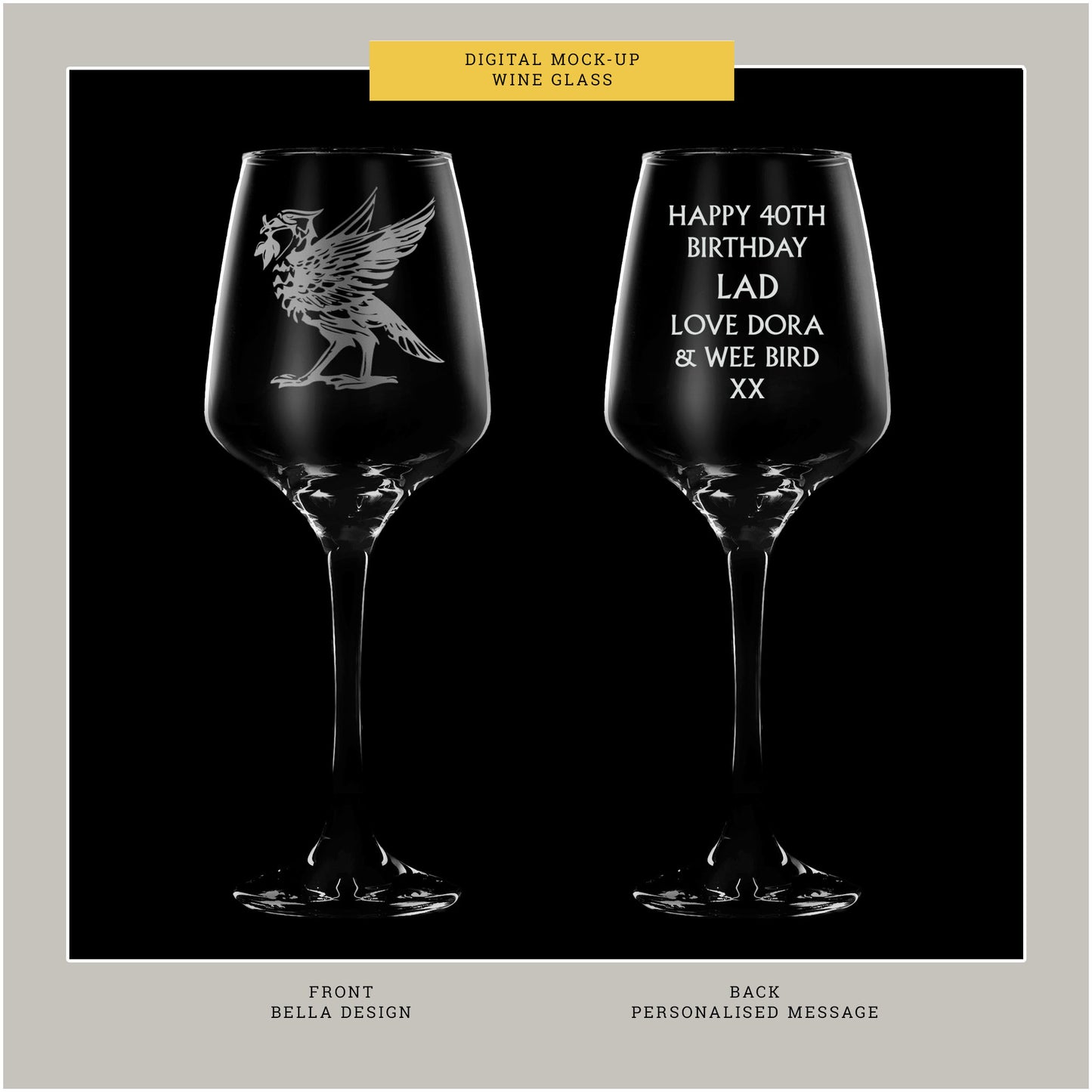 Personalised Liverbird Wine Glass