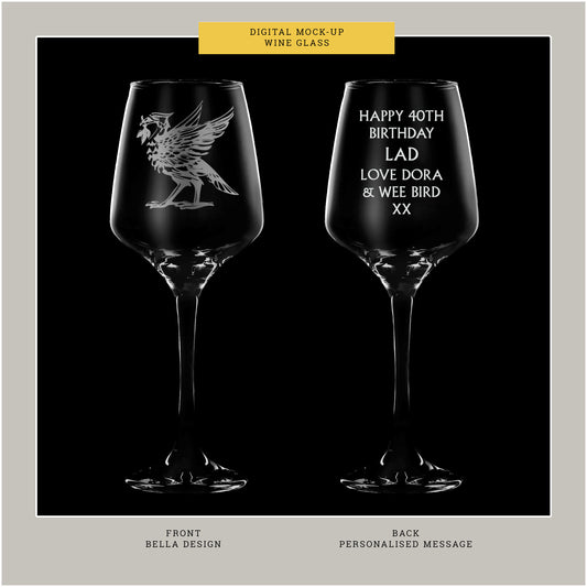 Personalised Liverbird Wine Glass