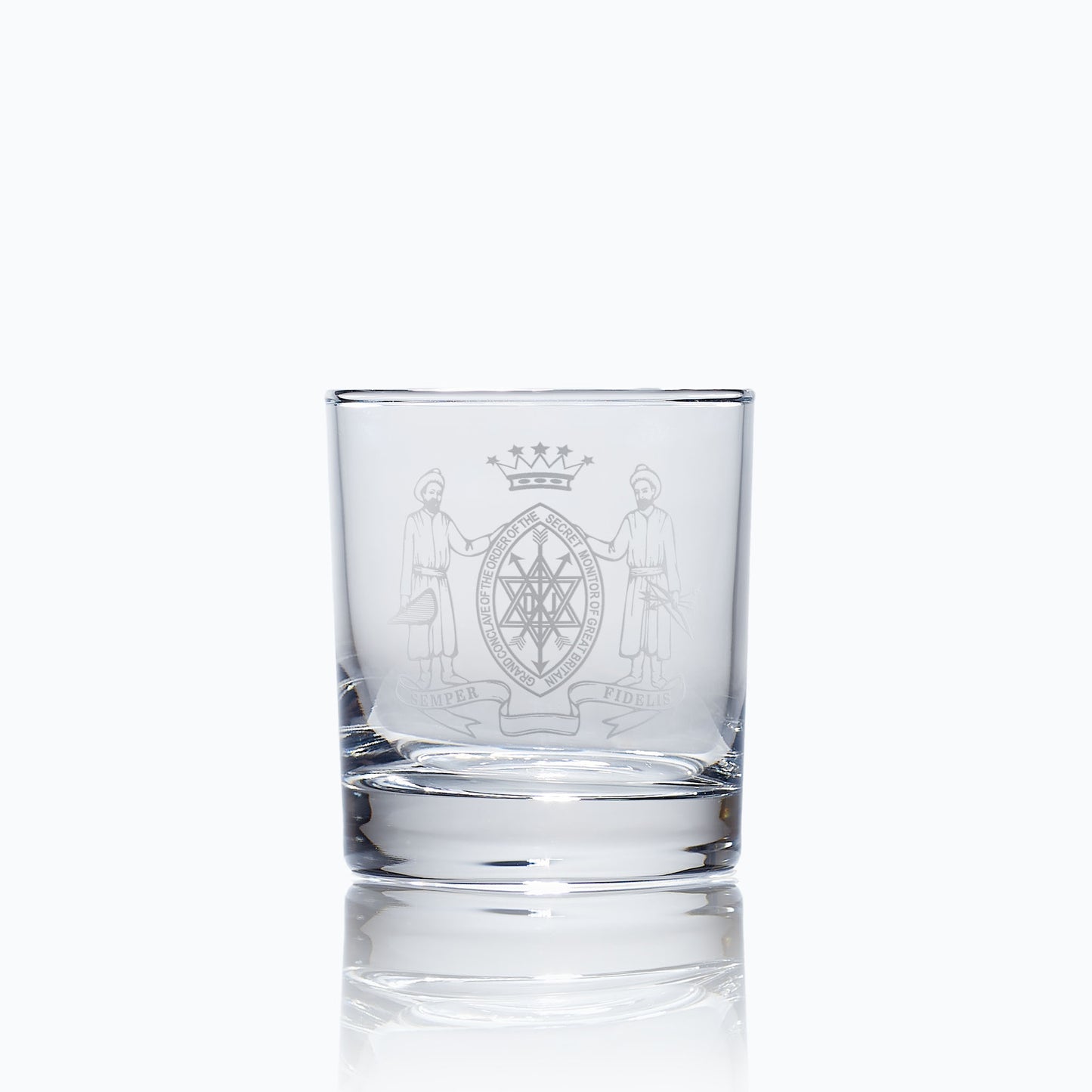 masonic whisky glass negraved with the order of the secret monitor logo