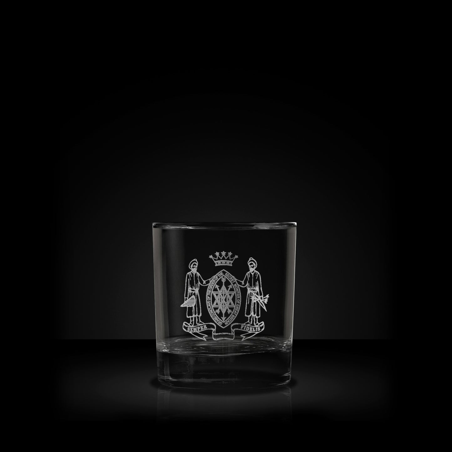 masonic whisky glass negraved with the order of the secret monitor logo