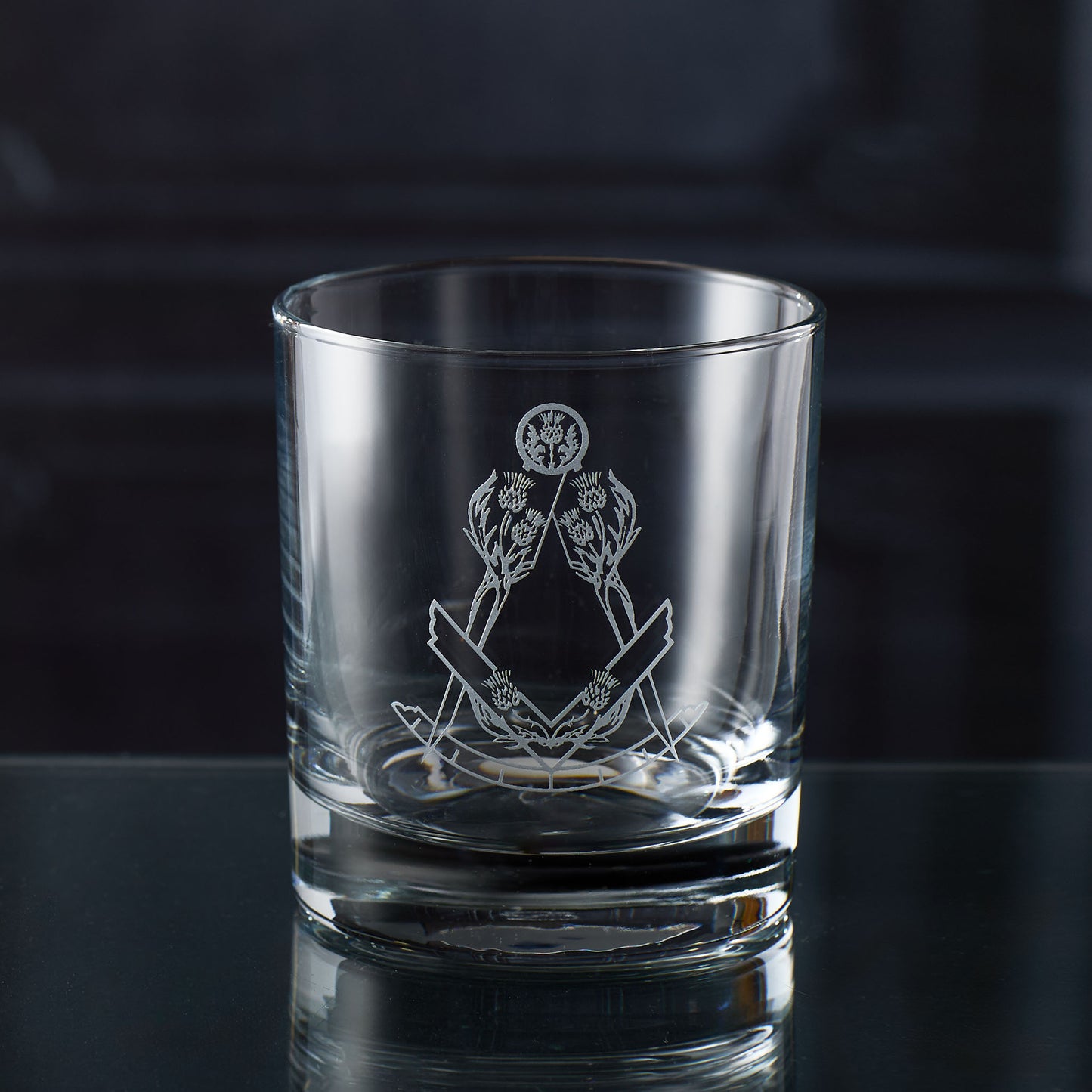 Masonic whisky glass engraved with Scottish Constitution Past Master Collar Jewel with space for personalisation