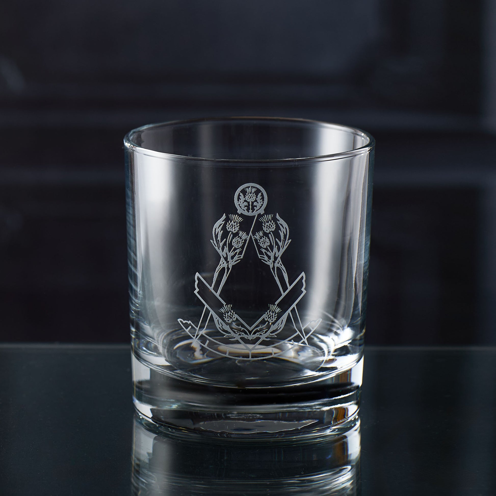 Masonic whisky glass engraved with Scottish Constitution Past Master Collar Jewel with space for personalisation