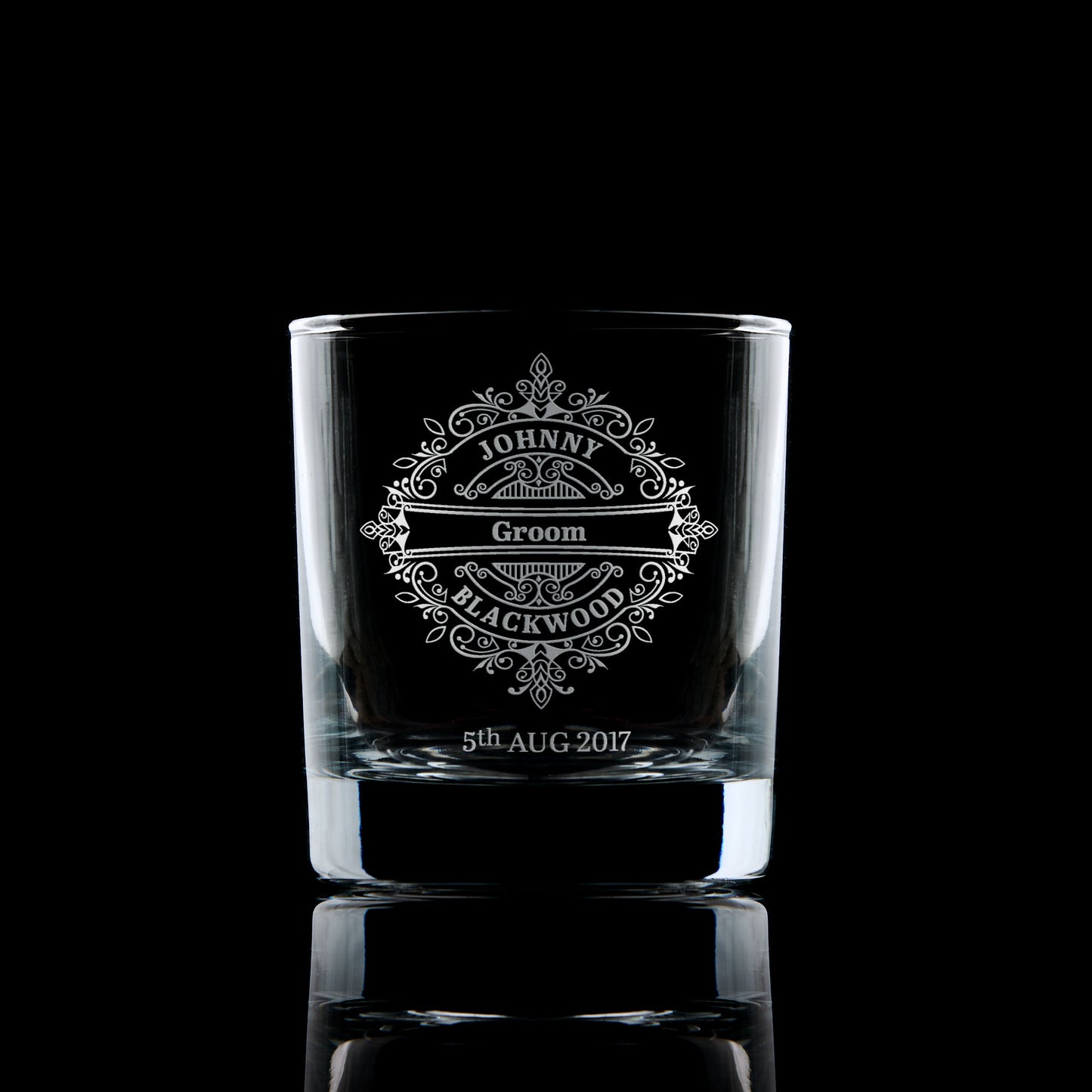 Engraved whisky glass for groom – personalised wedding gift