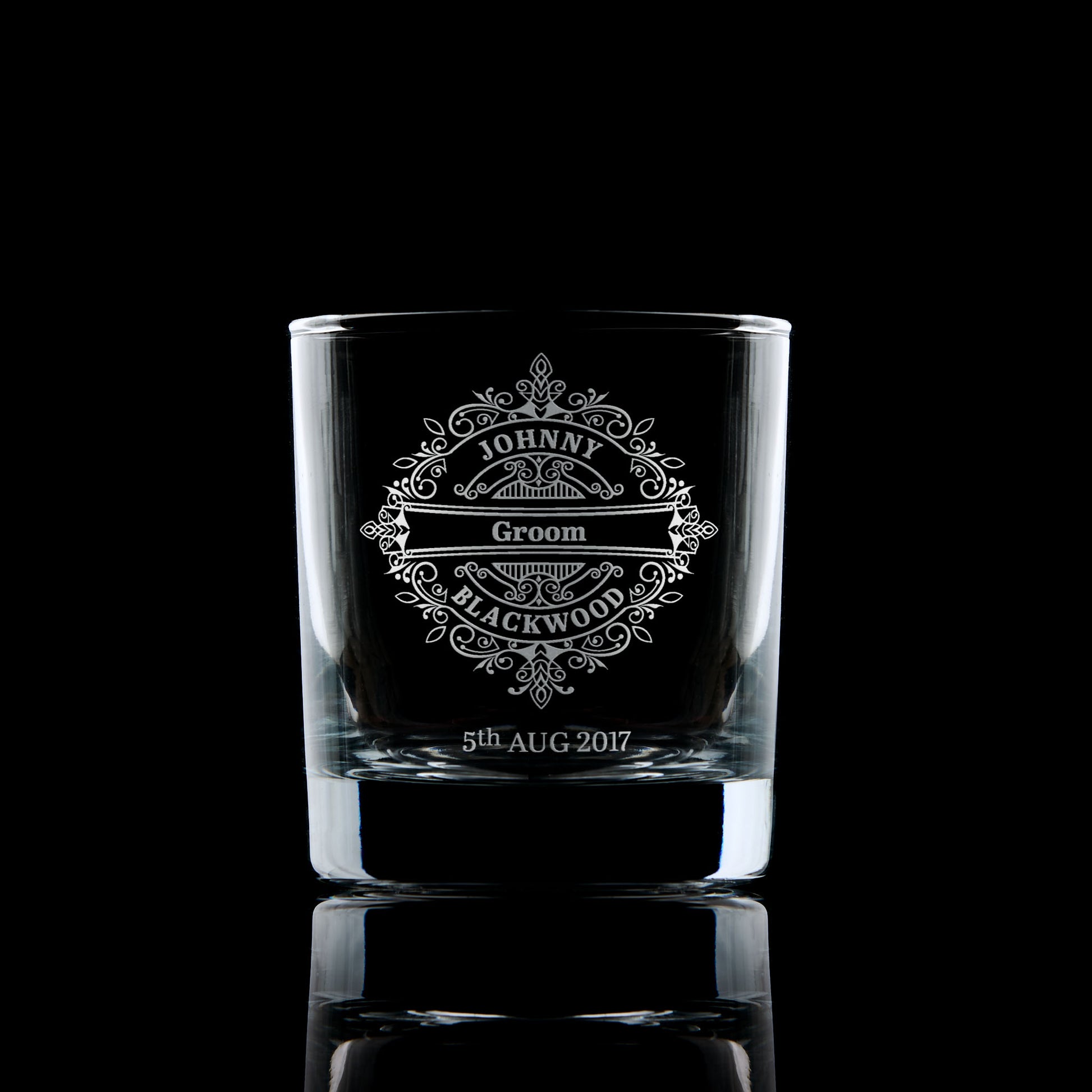 Engraved whisky glass for groom – personalised wedding gift