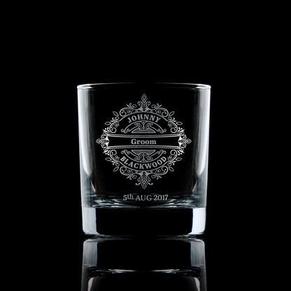 Engraved whisky glass for groom – personalised wedding gift