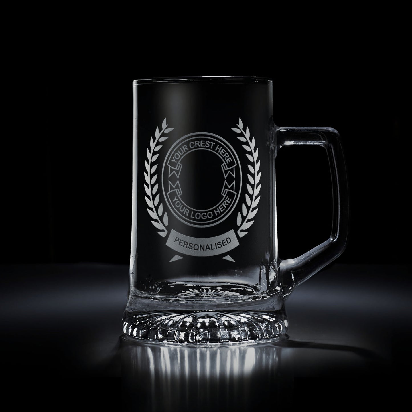 custom engraved glass tankard engraved with your logo