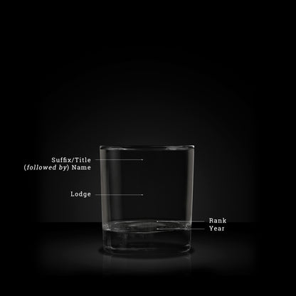 whisky tumbler with instructions on how to personalise the glass engraving