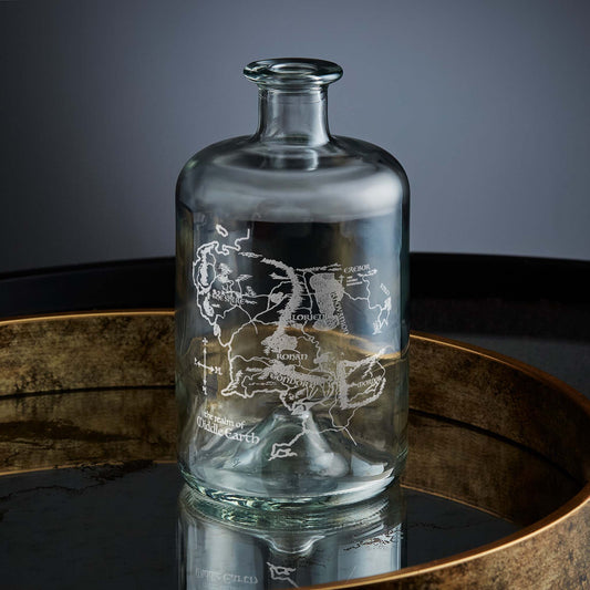 lord of the rings Whisky Decanter engraved with a map of middle earth