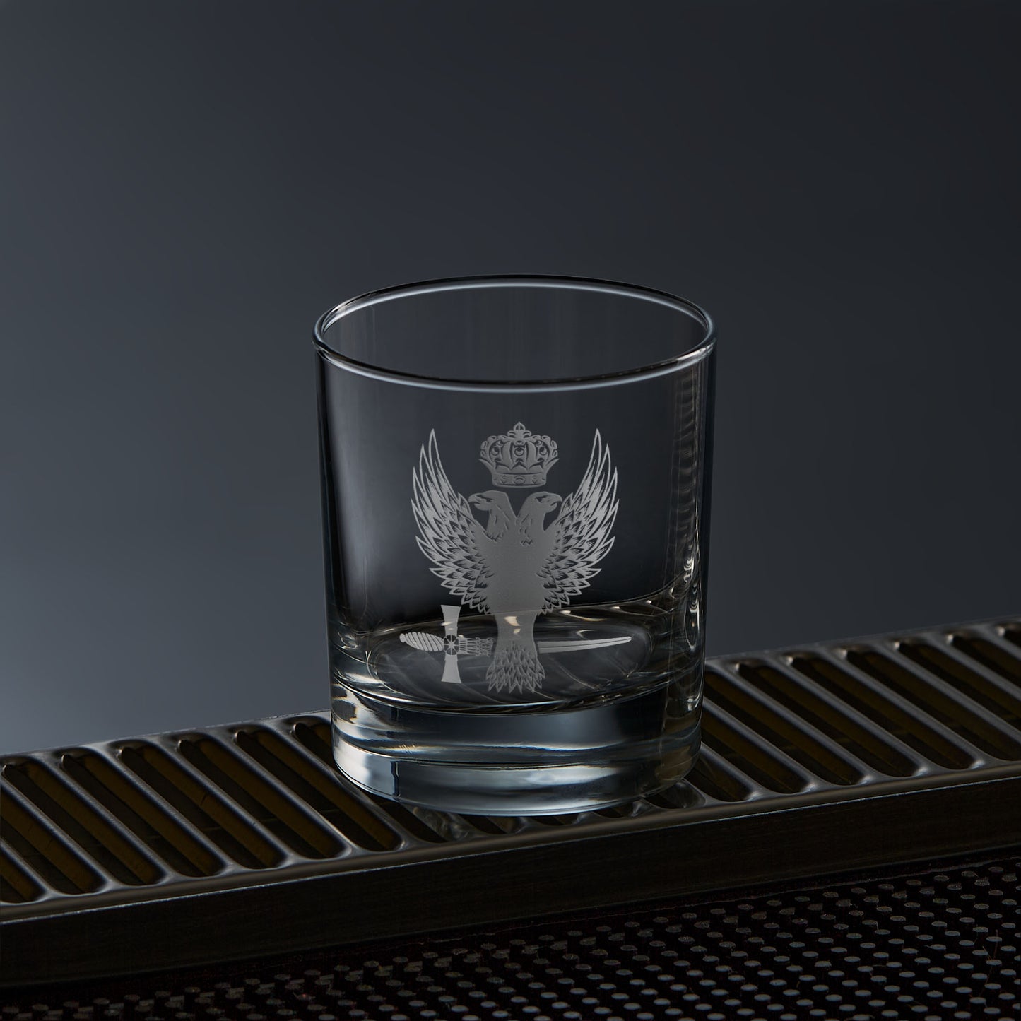 Engraved Masonic Whisky Glass etched with Rose Croix symbol