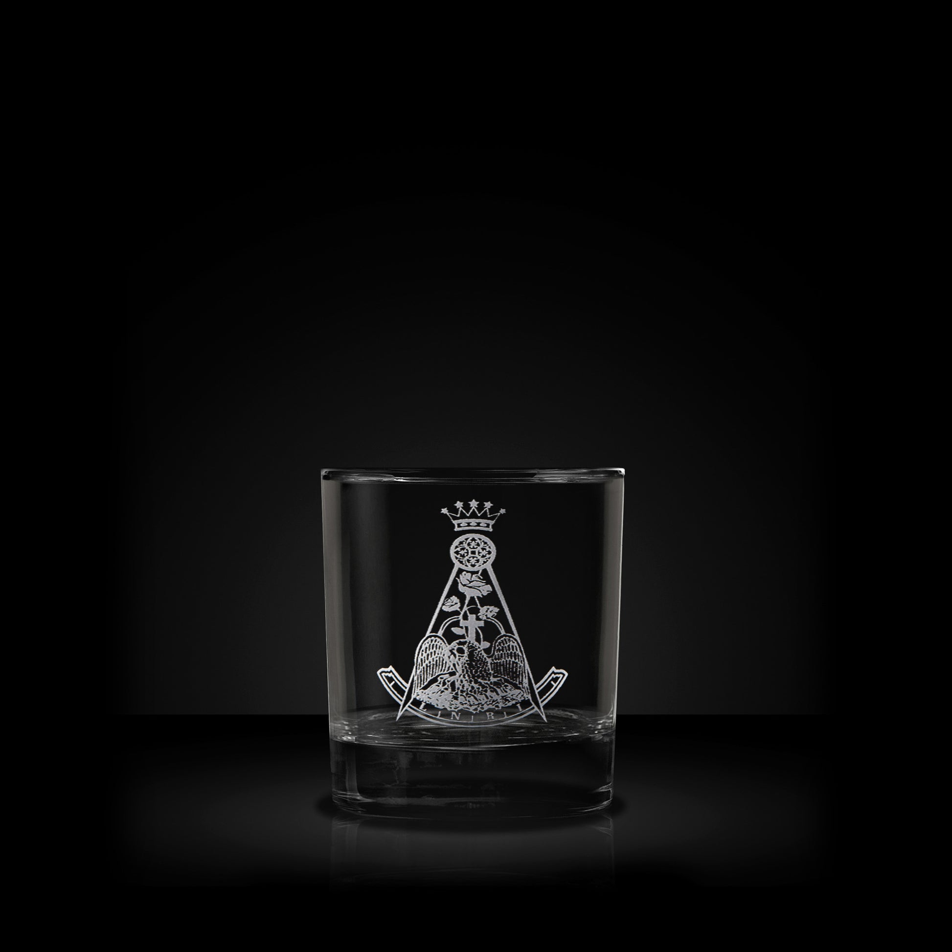 Engraved Masonic Whisky Glass etsched with Rose Croix symbol