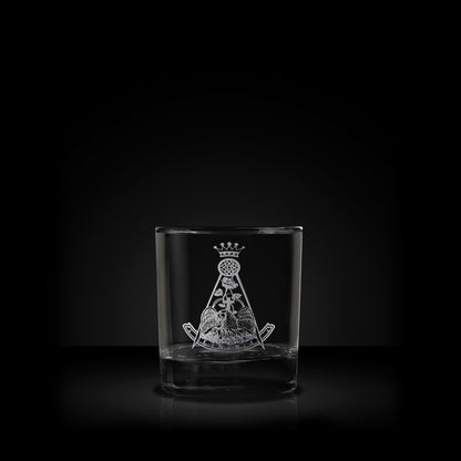 Engraved Masonic Whisky Glass etsched with Rose Croix symbol