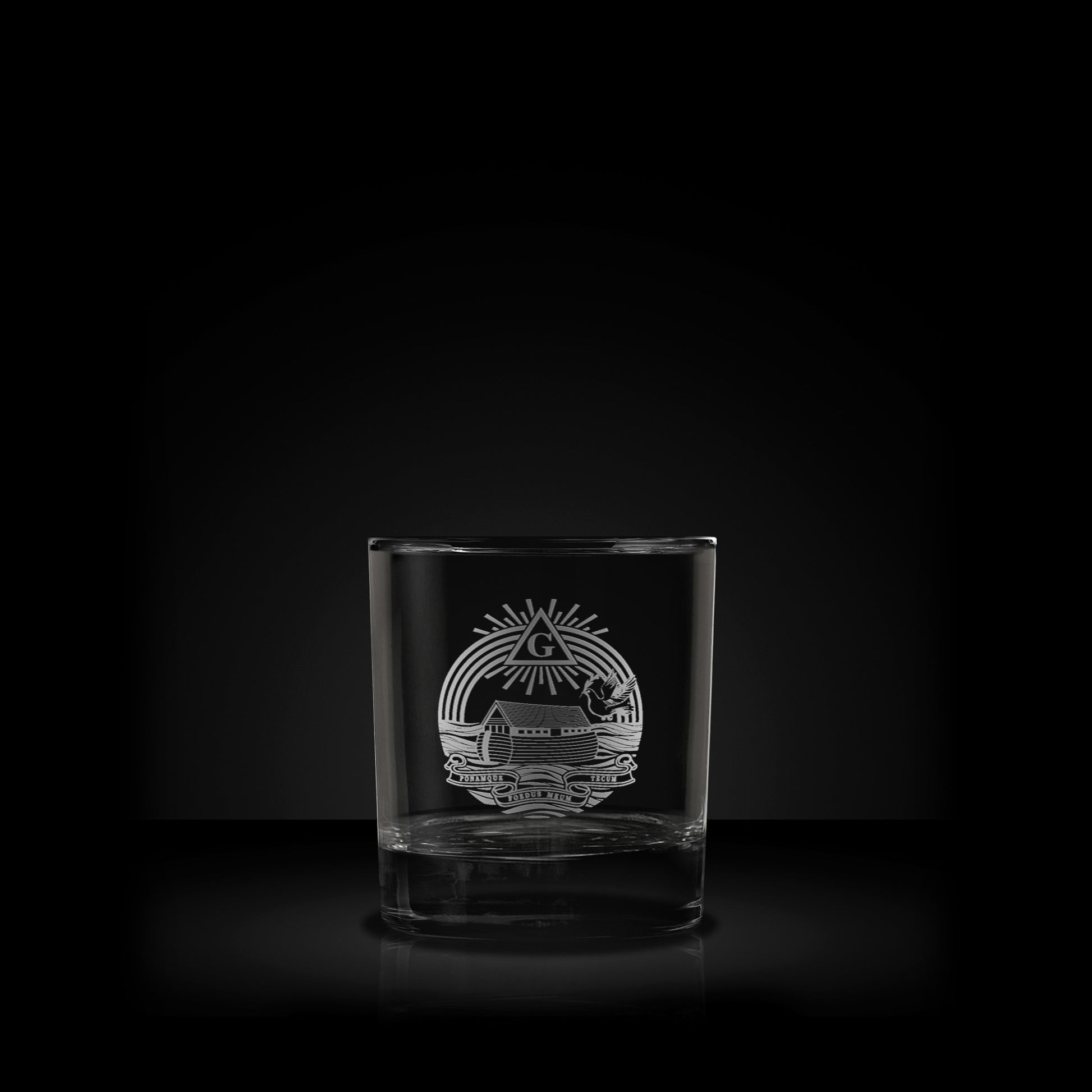 masonic whisky glass engraved with royal ark mariner symbol