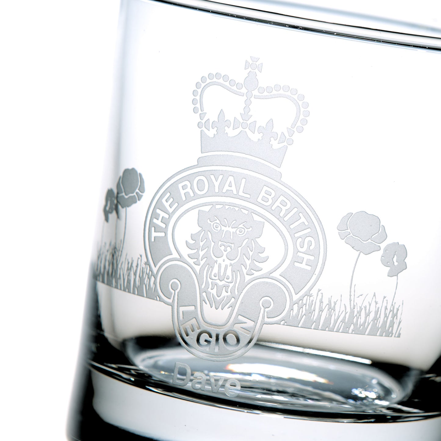 Royal British Legion Engraved Whisky Glass personalised poppies