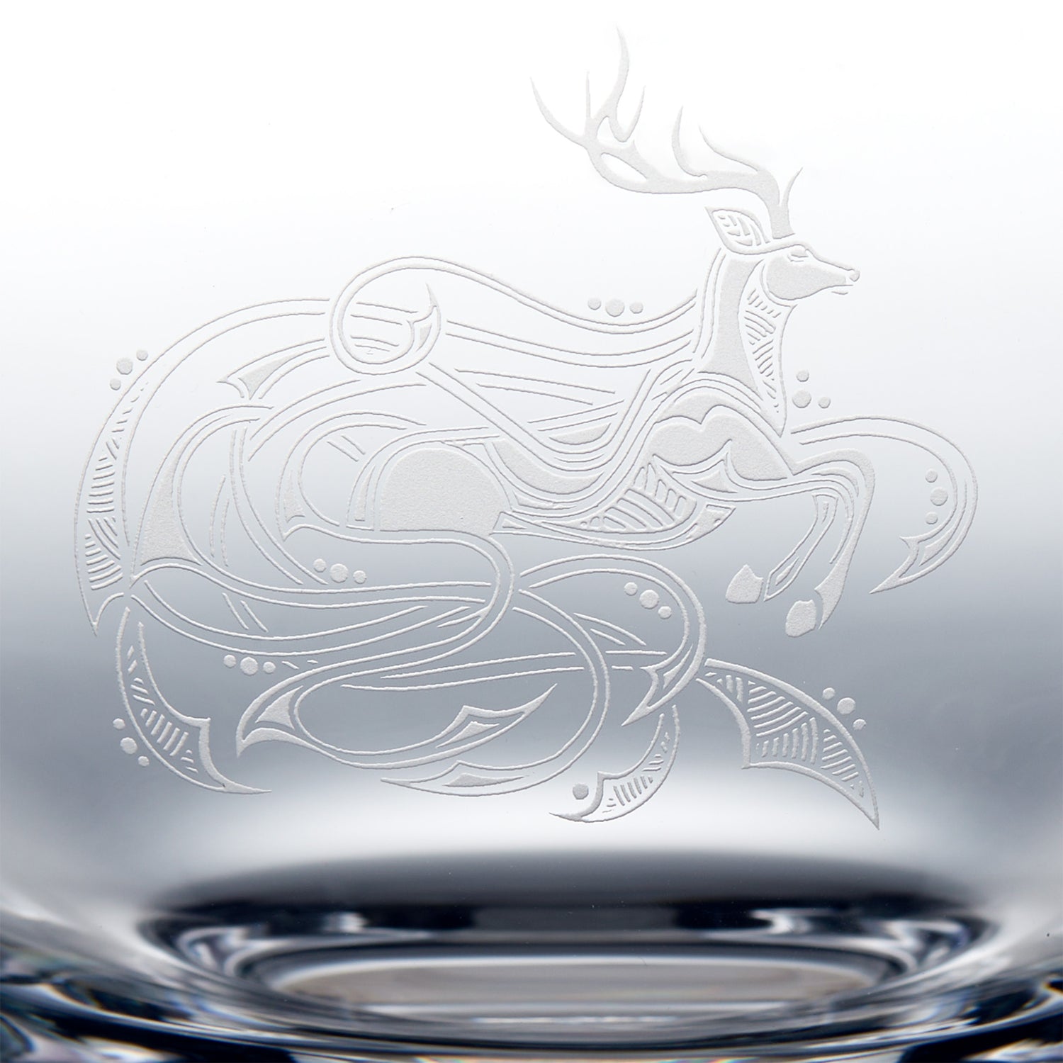 close-up deatil of stag design etched usings sandblasting engraving technique