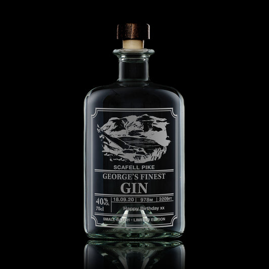 personalised gin bottle engraved with scafell pike