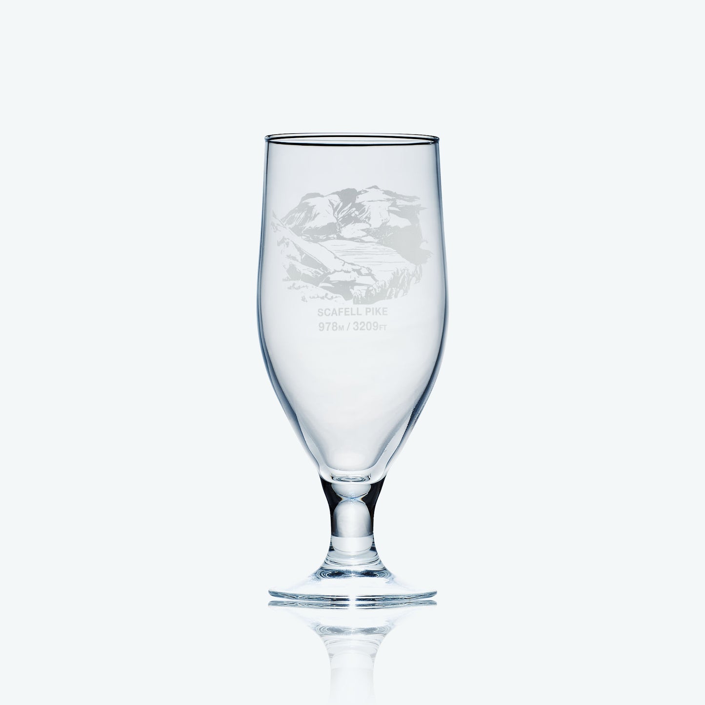 stemmed beer glass engraved with the English mountain Scafell Pike