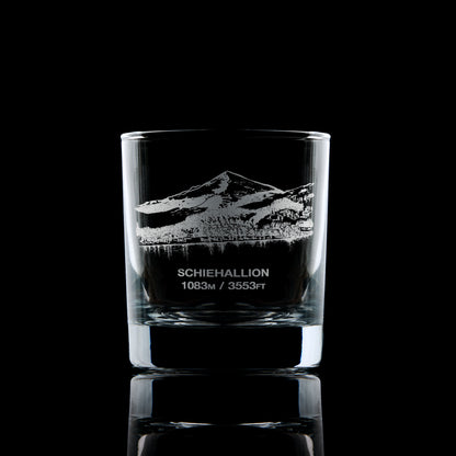 whisky glass engraved with the scottish mountain schiehallion