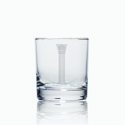 Engraved Architect Jewel whisky glass (Scottish Constitution), photographed on white background
