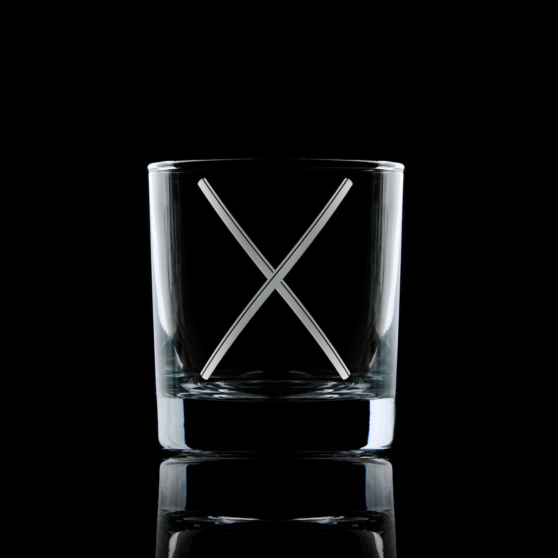 Assistant Marshall whisky glass with Scottish Constitution jewel, engraved and photographed on black background