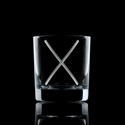 Assistant Marshall whisky glass with Scottish Constitution jewel, engraved and photographed on black background