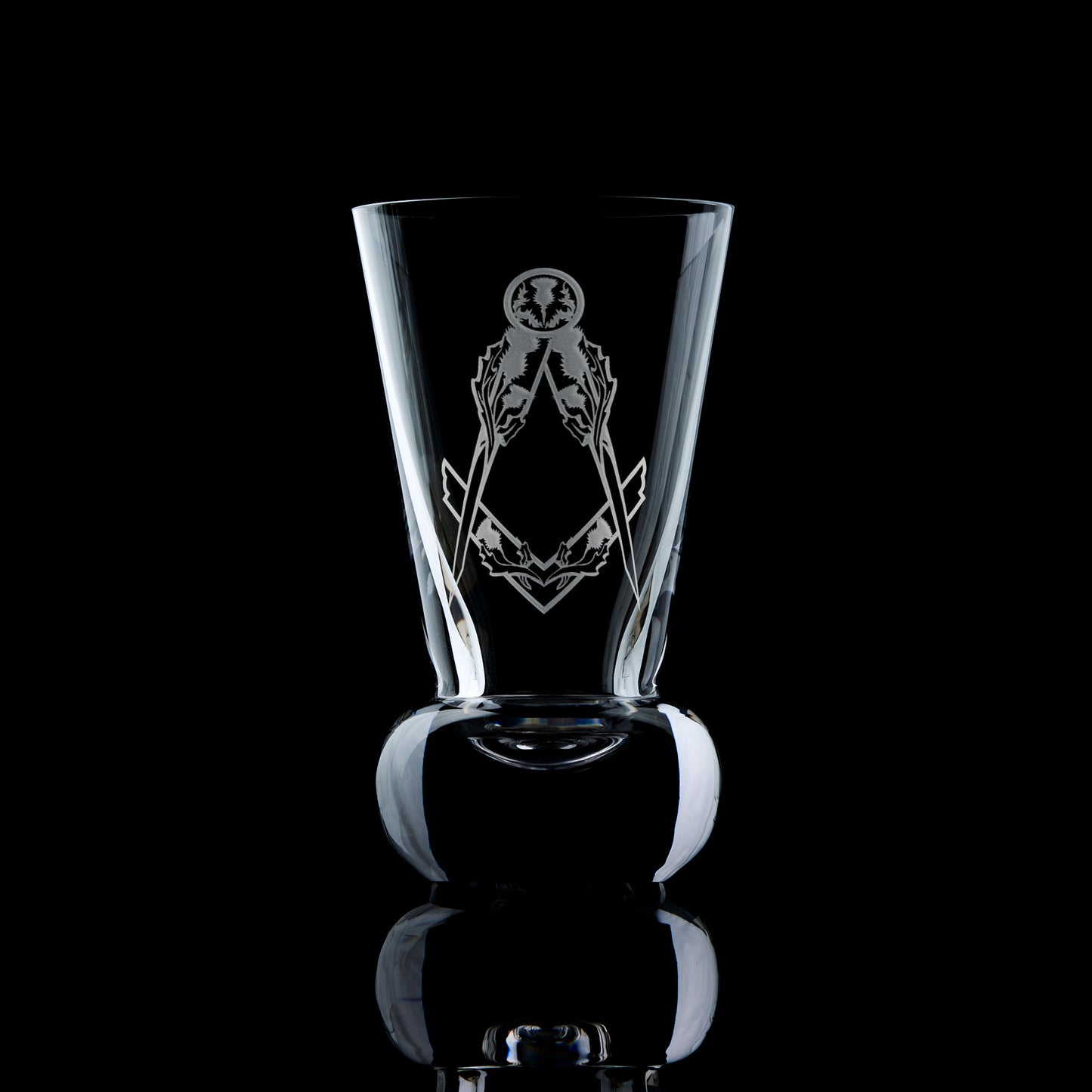 masonic firing glas engraved with a craft officers depute master collar jewel