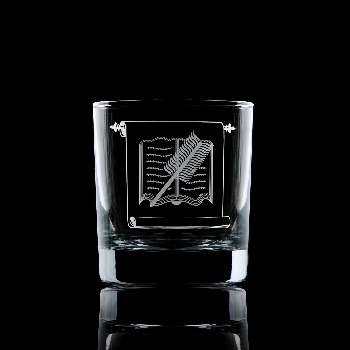 masonic whisky glass engraved with a scottish freemasonry librarian craft officers collar jewel