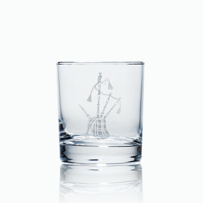 Engraved Piper whisky tumbler – Scottish Masonic collar jewel design