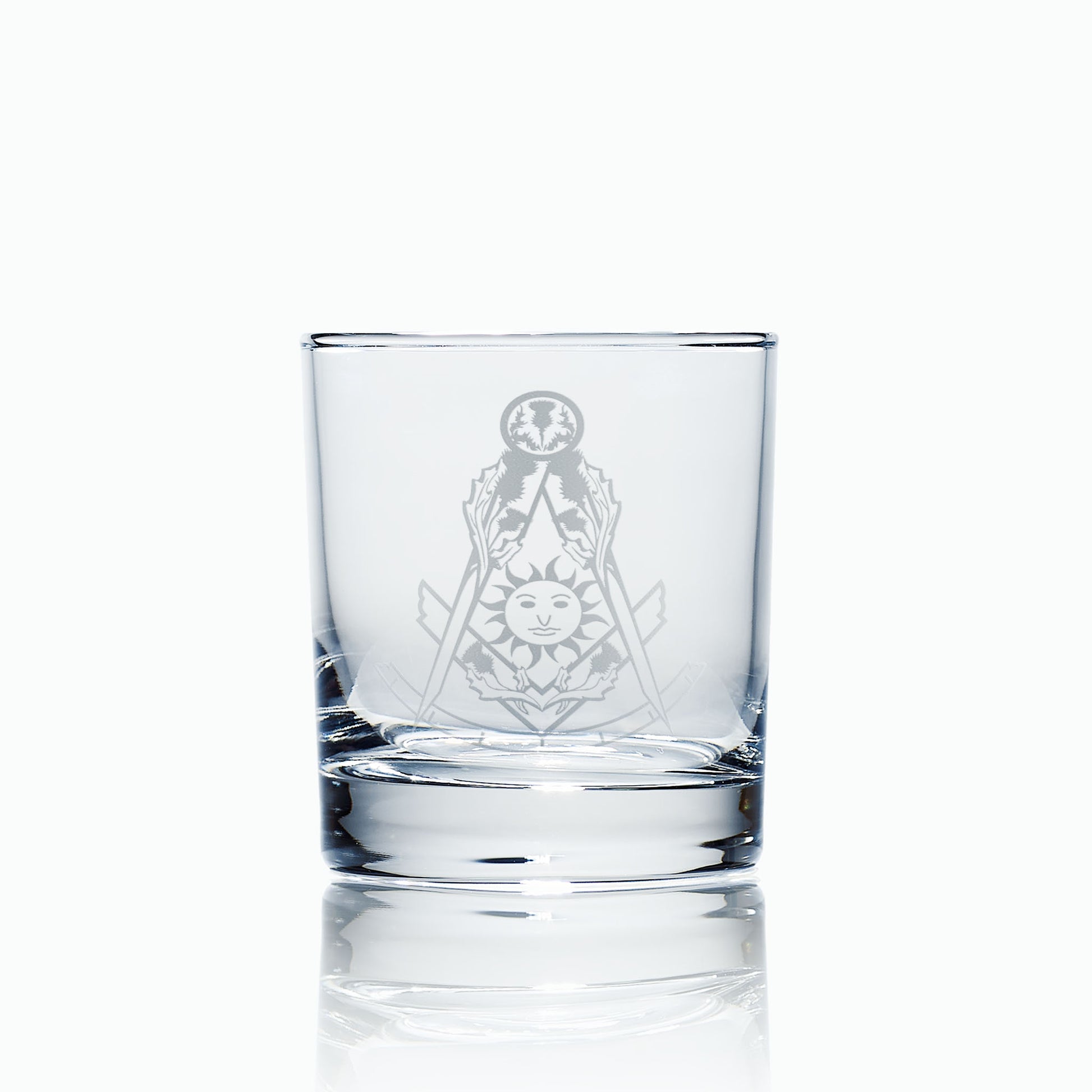 masonic whisky glass engraved with a Scottish constitution craft officers right worshipful master collar jewel