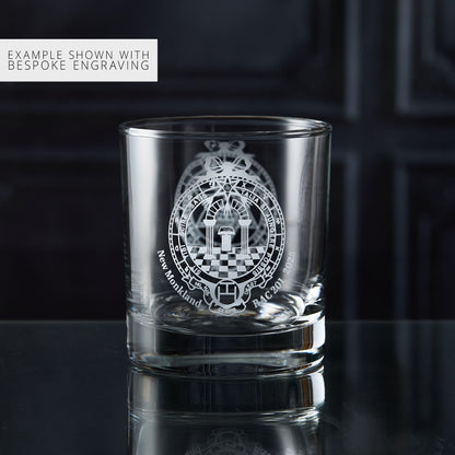 Masonic Royal Arch whisky glass engraved with personalised lodge details