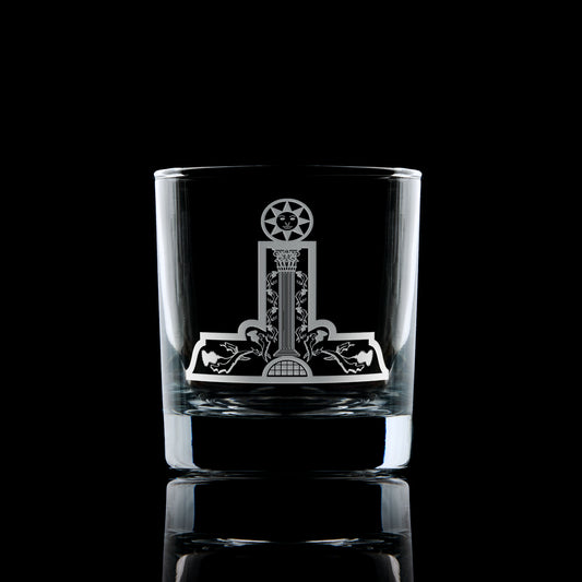 masonic whisky glass engraved with senior warden craft officers collar jewel